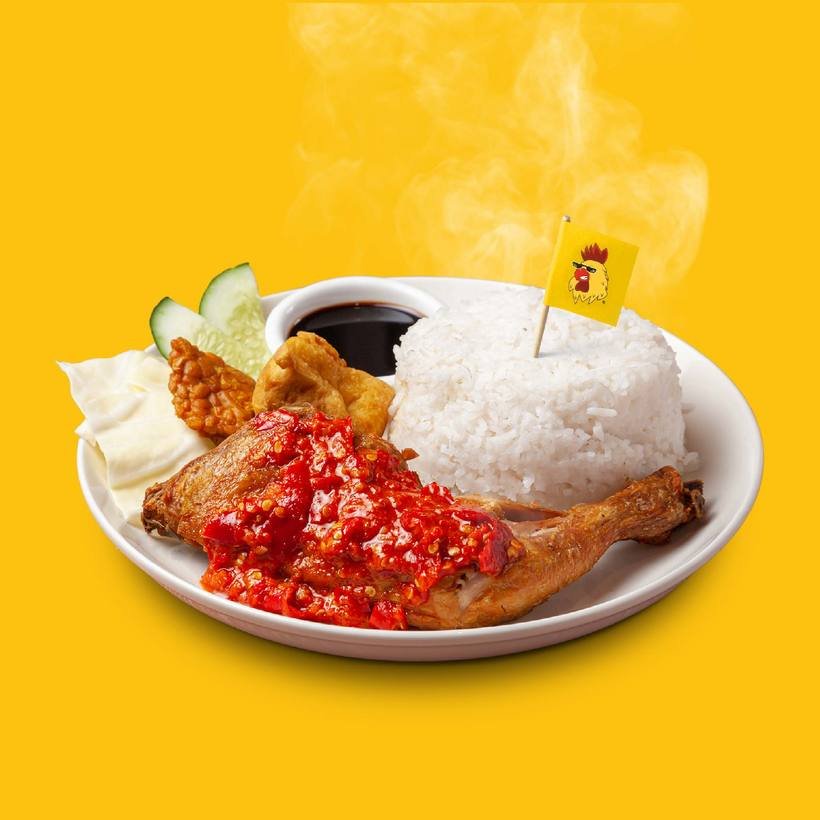 Smashed chicken under sambal